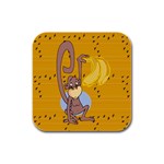 Banana monkey Rubber Square Coaster (4 pack)