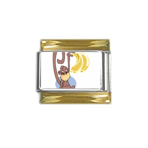 Banana monkey Gold Trim Italian Charm (9mm) from ArtsNow.com Front