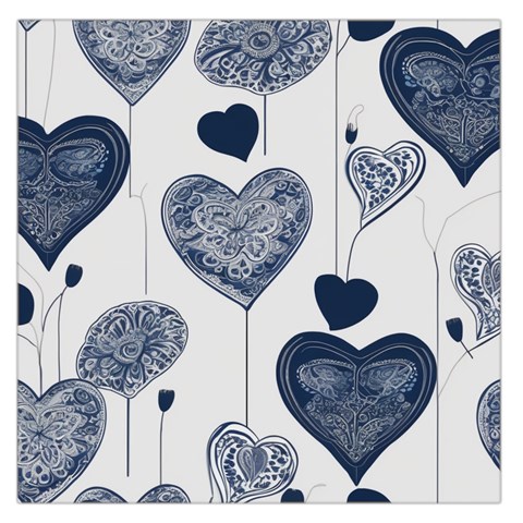 Blue Hearts Square Satin Scarf (36  x 36 ) from ArtsNow.com Front