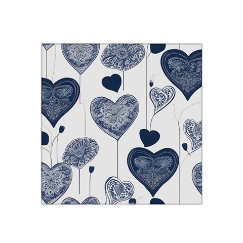 Blue Hearts Satin Bandana Scarf 22  x 22  from ArtsNow.com Front