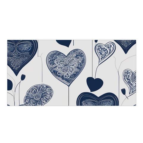 Blue Hearts Satin Shawl 45  x 80  from ArtsNow.com Front