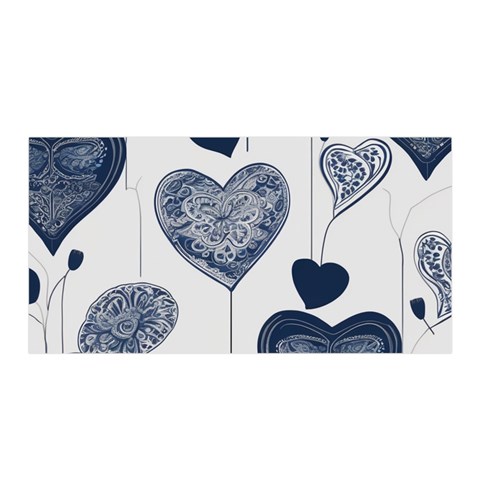Blue Hearts Satin Wrap 35  x 70  from ArtsNow.com Front