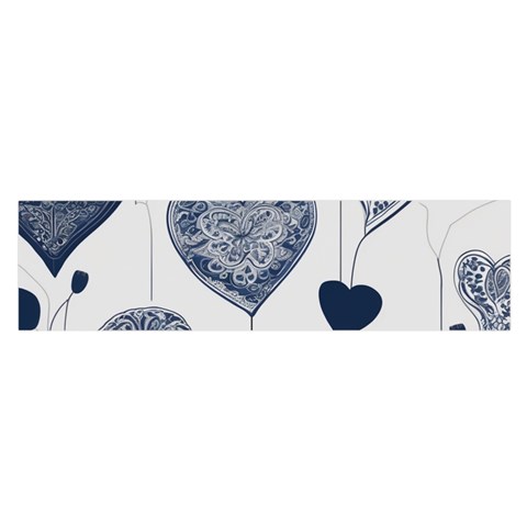 Blue Hearts Oblong Satin Scarf (16  x 60 ) from ArtsNow.com Front