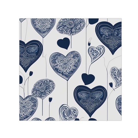 Blue Hearts Square Satin Scarf (30  x 30 ) from ArtsNow.com Front