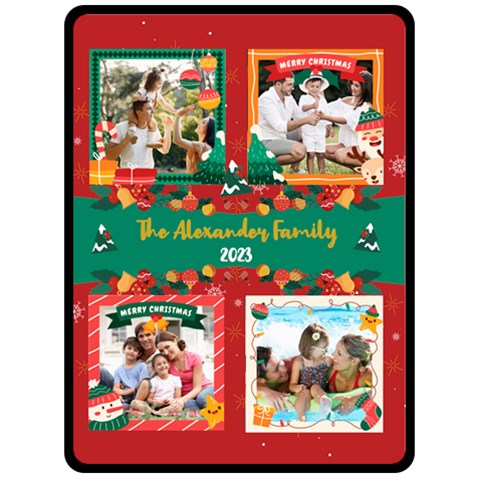 Christmas Family Name Large Blanket Fleece Blanket (Large) from ArtsNow.com 80 x60  Blanket Front