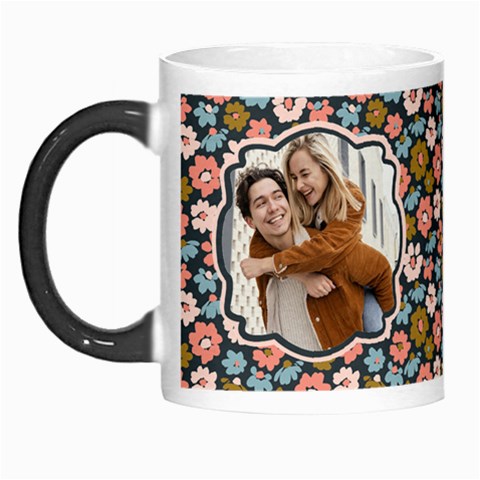 Couple Photo Floral Name Mug Morph Mug from ArtsNow.com Left