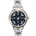 Santa Snowman Round Italian Charm Watch