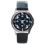 Santa Snowman Round Metal Watch