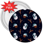 Santa Snowman 3  Buttons (10 pack) 