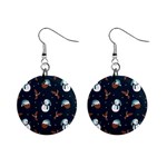 Santa Snowman Mini Button Earrings