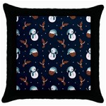 Santa Snowman Throw Pillow Case (Black)