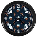Santa Snowman Wall Clock (Black)