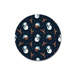 Santa Snowman Magnet 3  (Round)
