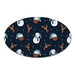 Santa Snowman Oval Magnet