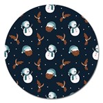 Santa Snowman Magnet 5  (Round)