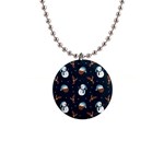 Santa Snowman 1  Button Necklace