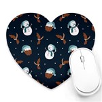 Santa Snowman Heart Mousepad