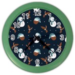 Santa Snowman Color Wall Clock