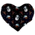 Santa Snowman Large 19  Premium Heart Shape Cushions