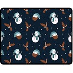 Santa Snowman Two Sides Fleece Blanket (Medium)
