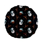 Santa Snowman Standard 15  Premium Flano Round Cushions