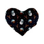 Santa Snowman Standard 16  Premium Flano Heart Shape Cushions