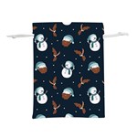 Santa Snowman Lightweight Drawstring Pouch (L)