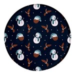 Santa Snowman Round Glass Fridge Magnet (4 pack)