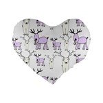 Cute Deers  Standard 16  Premium Flano Heart Shape Cushions