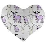 Cute Deers  Large 19  Premium Flano Heart Shape Cushions