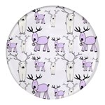 Cute Deers  Round Glass Fridge Magnet (4 pack)