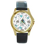 Little Cow Christmas  Round Gold Metal Watch
