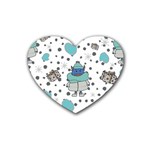 Little Cow Christmas  Rubber Coaster (Heart)
