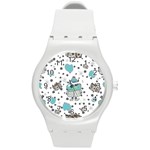 Little Cow Christmas  Round Plastic Sport Watch (M)