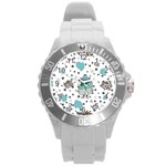 Little Cow Christmas  Round Plastic Sport Watch (L)