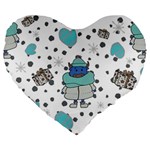 Little Cow Christmas  Large 19  Premium Flano Heart Shape Cushions
