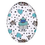 Little Cow Christmas  Oval Glass Fridge Magnet (4 pack)
