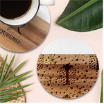 Cute Gift Boxes Marble Wood Coaster (Round)