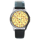 Bw Christmas Icons   Round Metal Watch