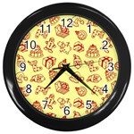 Bw Christmas Icons   Wall Clock (Black)