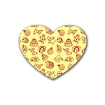Bw Christmas Icons   Rubber Coaster (Heart)