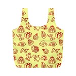 Bw Christmas Icons   Full Print Recycle Bag (M)