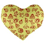 Bw Christmas Icons   Large 19  Premium Flano Heart Shape Cushions