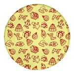 Bw Christmas Icons   Round Glass Fridge Magnet (4 pack)