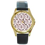 Signs Of Christmas Time  Round Gold Metal Watch