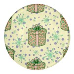 Purple Gifts On A Holy Night   Round Glass Fridge Magnet (4 pack)