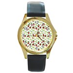 Warm Christmas  Round Gold Metal Watch