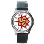 Pattern Tile Decorative Design Star Round Metal Watch