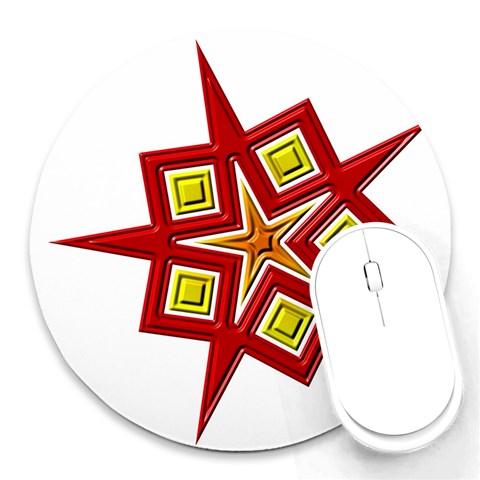 Pattern Tile Decorative Design Star Round Mousepad from ArtsNow.com Front