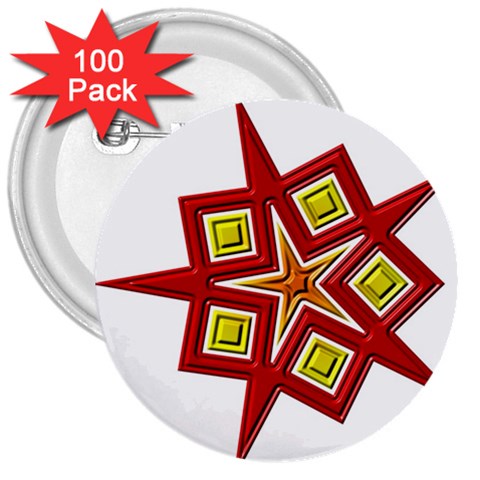 Pattern Tile Decorative Design Star 3  Buttons (100 pack)  from ArtsNow.com Front